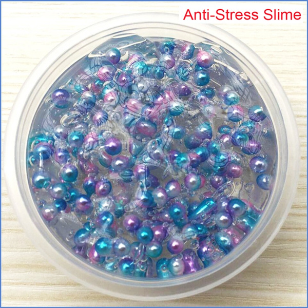 Colorful Beads Kids Adult Anti-stress Toys Cute Mermaid Scented Slime Clear  Glitter Slime Floam Beads Slime Gifts